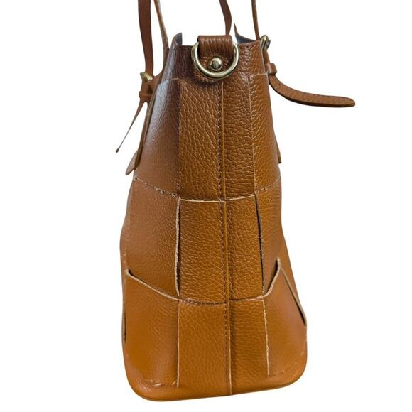 Unica Firenze Borse in Pelle Womens Woven Pebble Leather Satchel Handbag Purse - Picture 4 of 15